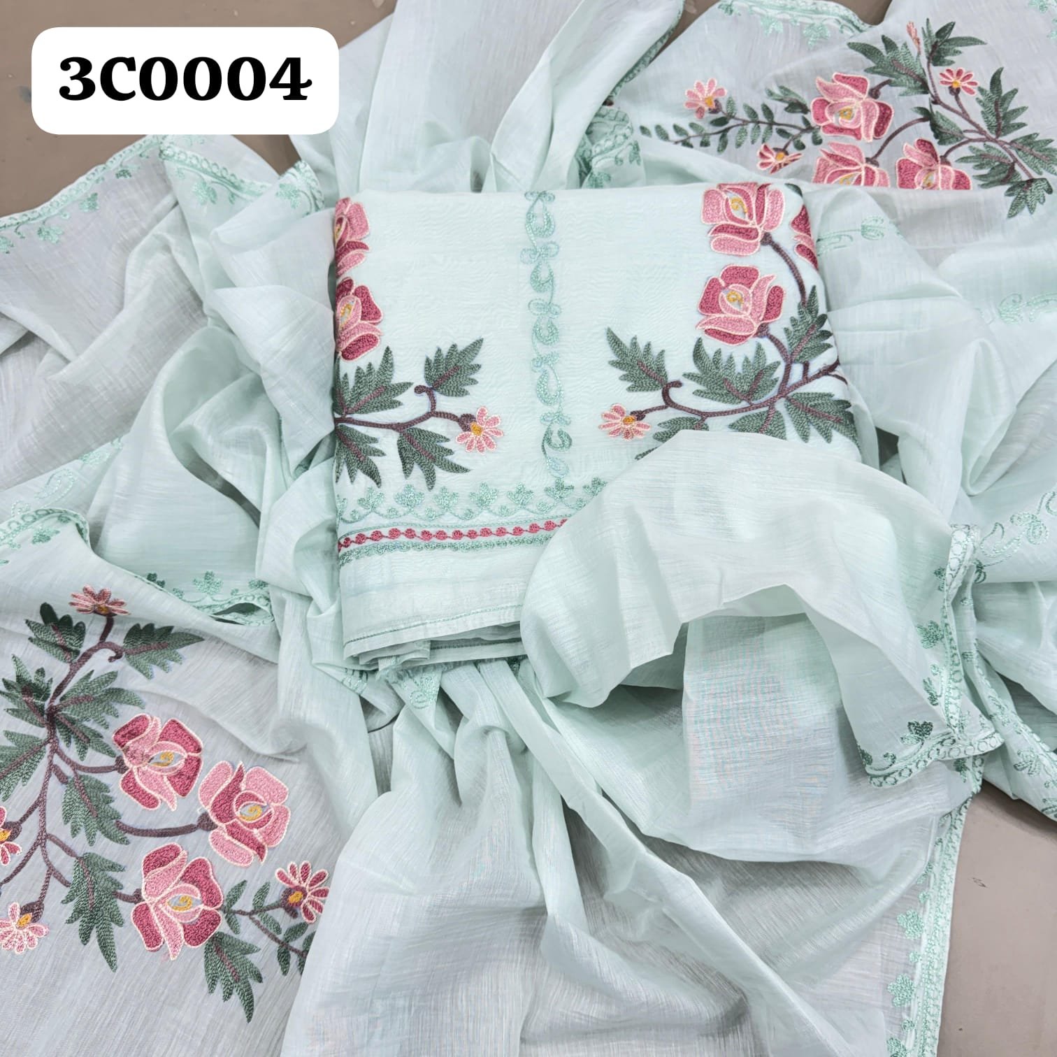 Mull Cotton Arri Work Suit Dupatta