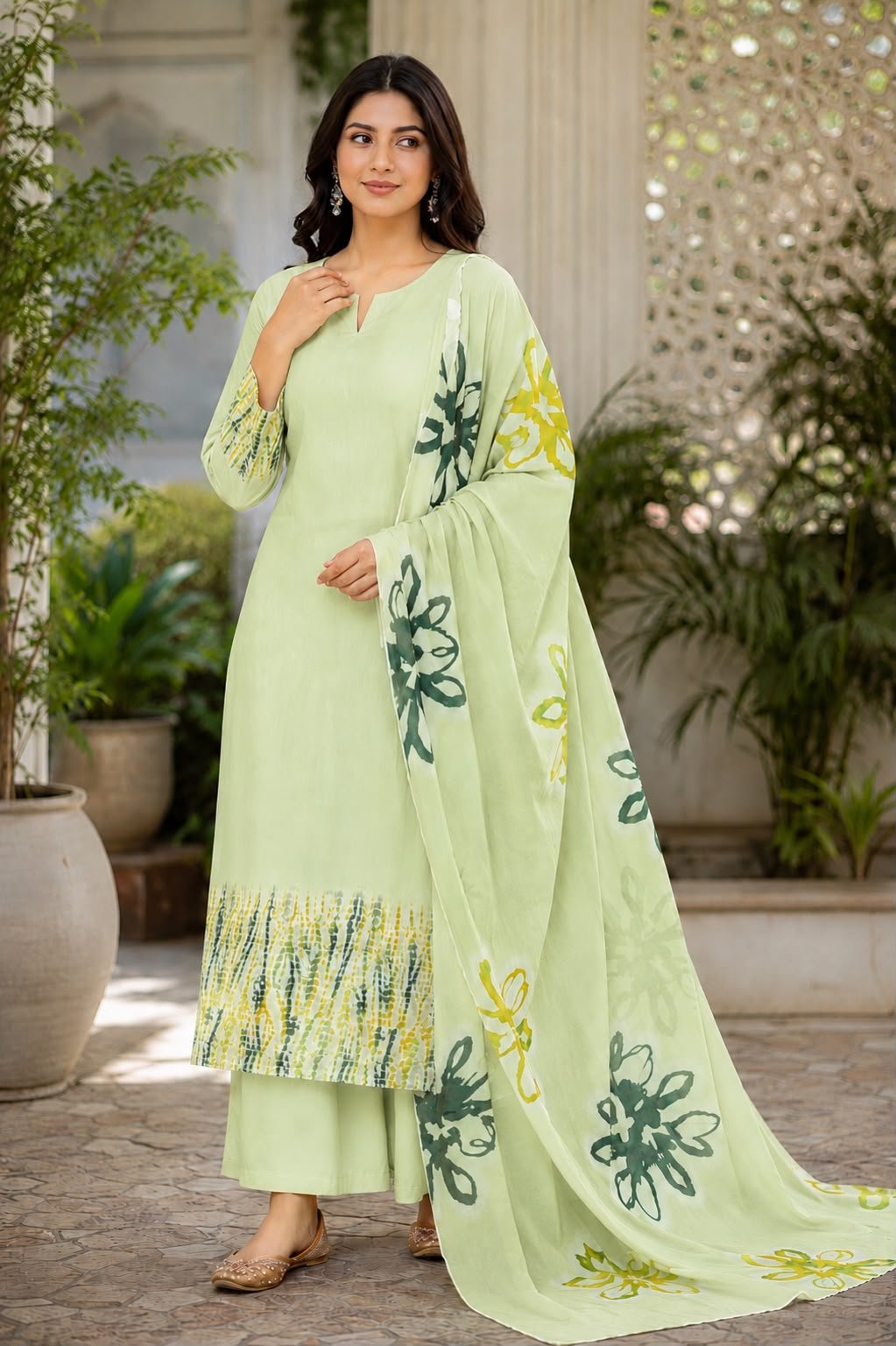 GLASS ORGANZA PRINT SUIT DUPATTA