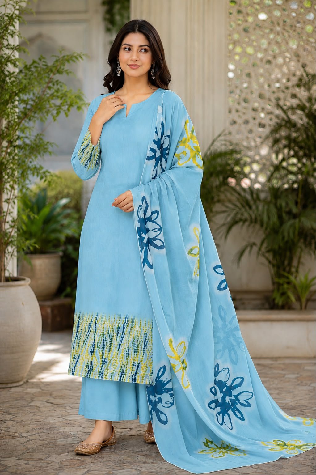 GLASS ORGANZA PRINT SUIT DUPATTA