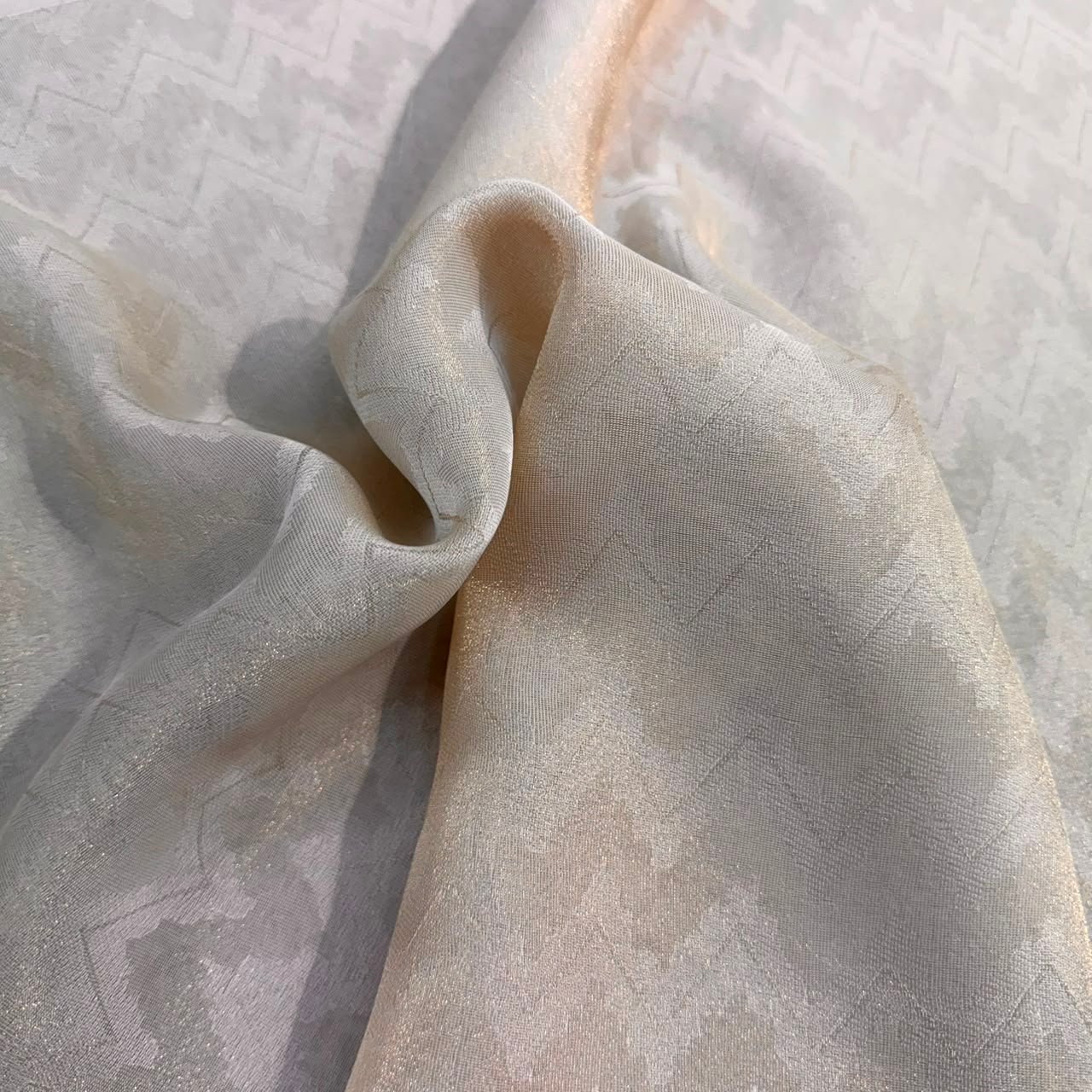 CHAMPAGNE GOLD ZIG-ZAG SHIMER FABRIC (DYEABLE FABRIC)