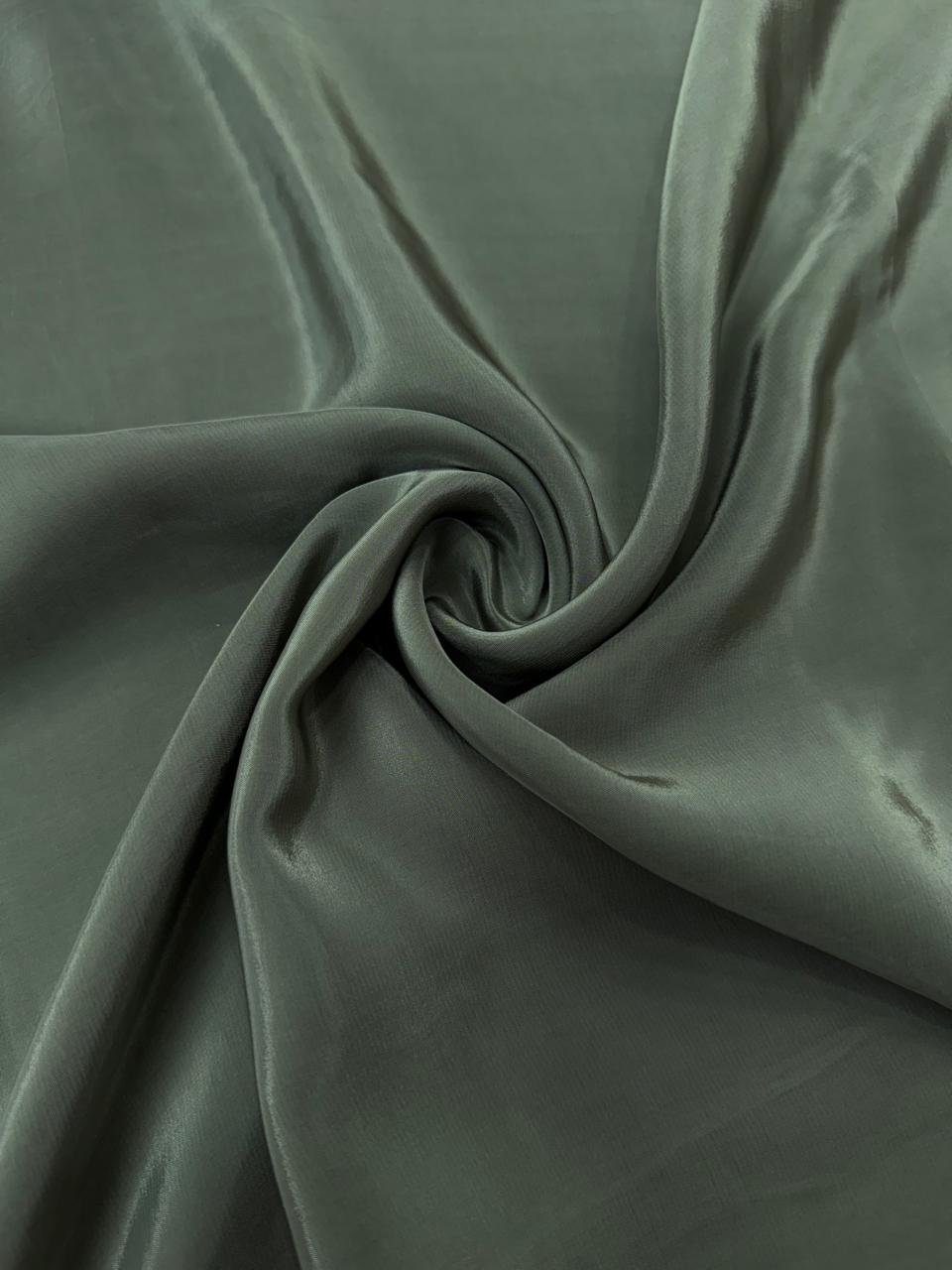 NATURAL CREPE SMOKEY GRAY GREEN( PLCRP-137) PERFECT FOR WORK EMBROIDERY HAND WORK CRAFTIMG AND ELEGENT ETHNIC WEAR DESIGNS
