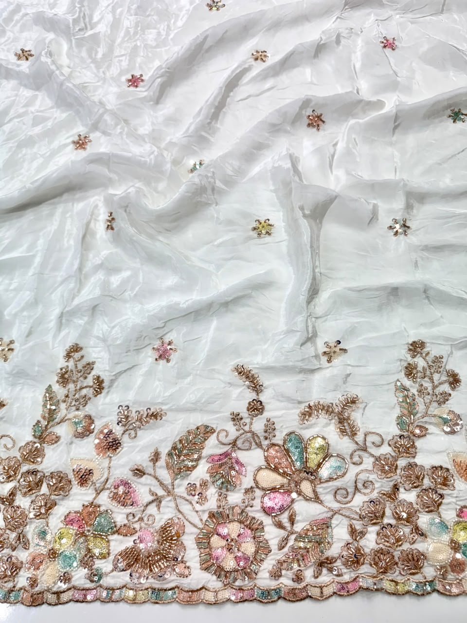 Dyeable Sequin Crepe Fabric